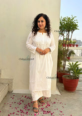 Geet Cotton Chikankari Kurti - White